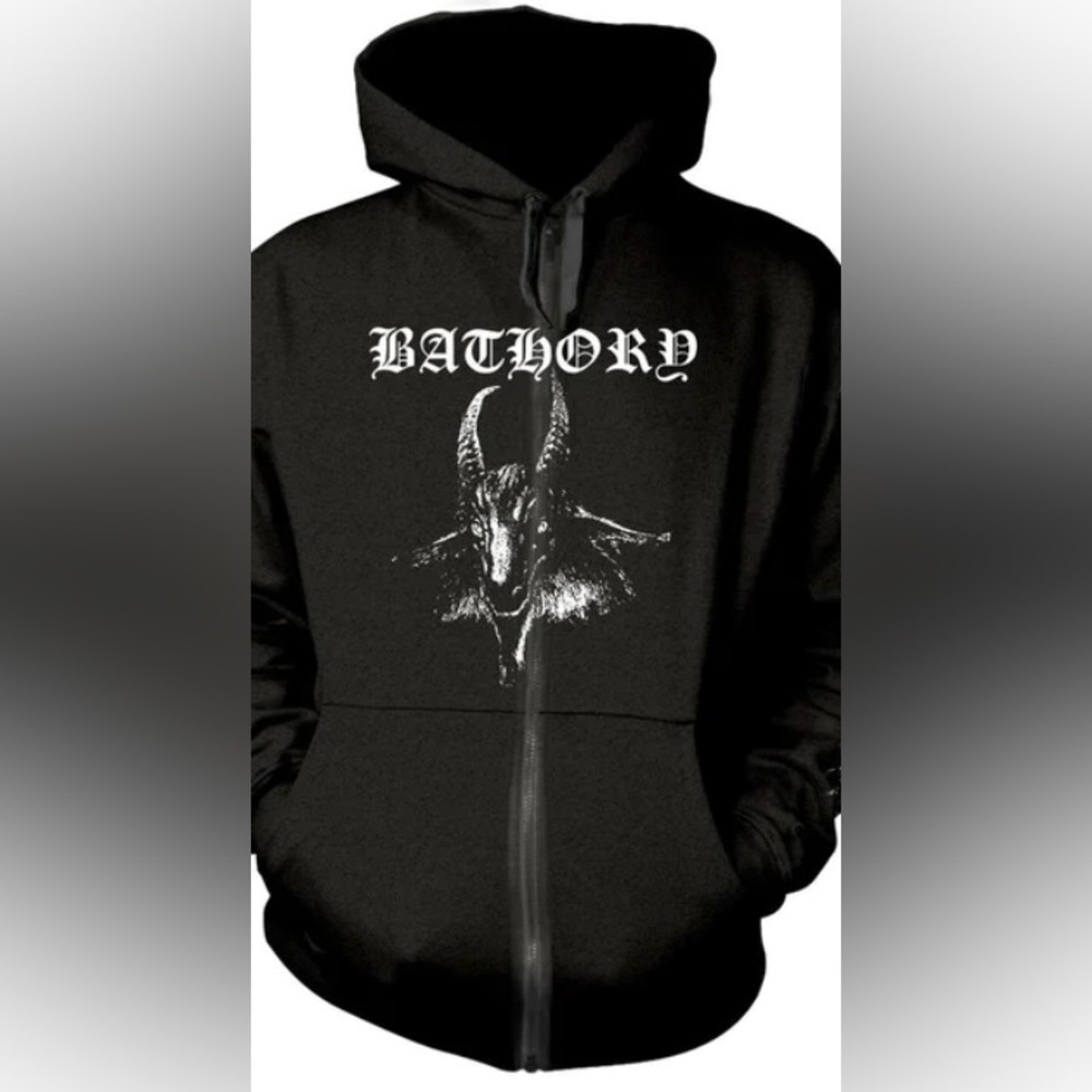MAKE AN OFFER! Cotton “Bathory” hoody w earbuds hole in pocket, xs unisex style!
